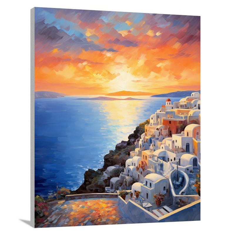 Santorini Sunset Passion - Canvas Print