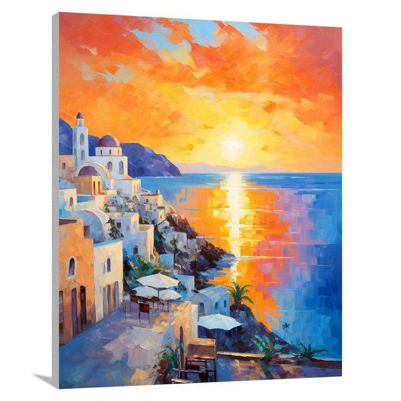 Santorini Sunset Passion - Impressionist - Canvas Print