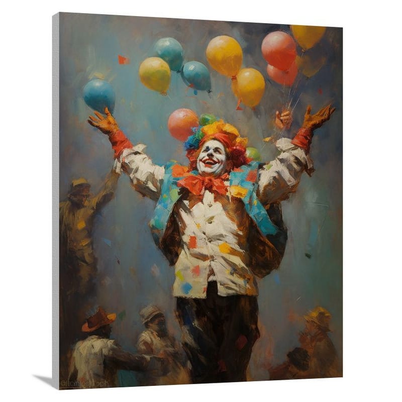 Satirical Humor: The Juggling Clown - Impressionist - Canvas Print