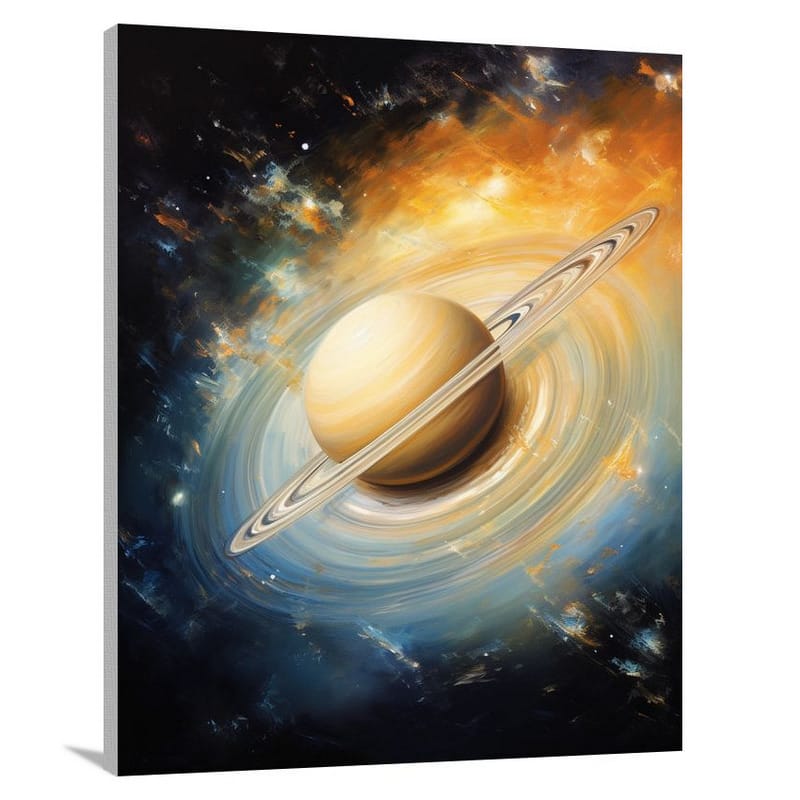 Saturn's Celestial Embrace - Canvas Print