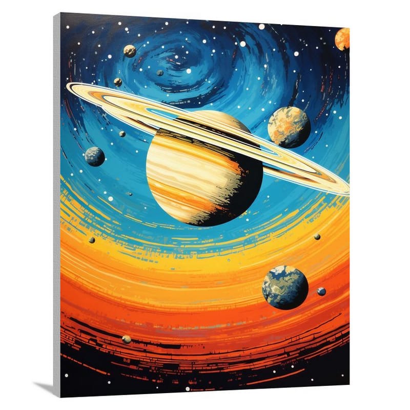 Saturn's Celestial Serenity - Canvas Print