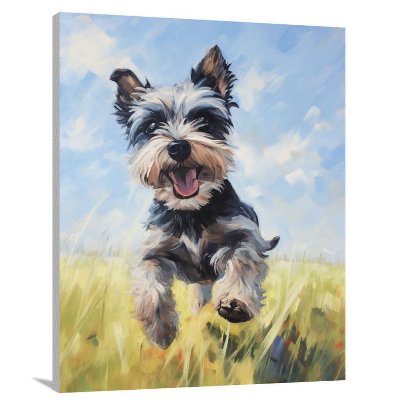 Schnauzer's Joyful Bound - Canvas Print