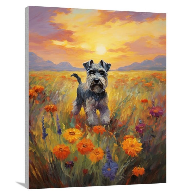 Schnauzer's Sunset Frolic - Canvas Print