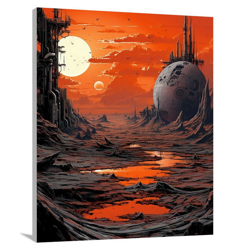 Sci-Fi Planet: A Techno-Fantasy Odyssey - Canvas Print