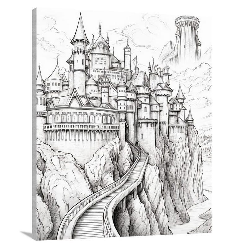Sci-Fi Planet: Castle of Dragons - Canvas Print