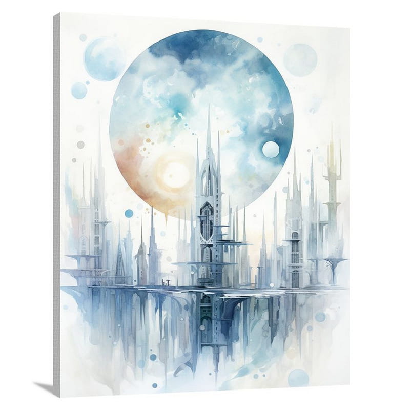 Sci-Fi Planet: Celestial Metropolis - Canvas Print