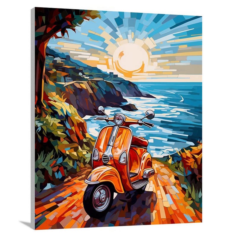 Scooter's Coastal Journey - Canvas Print
