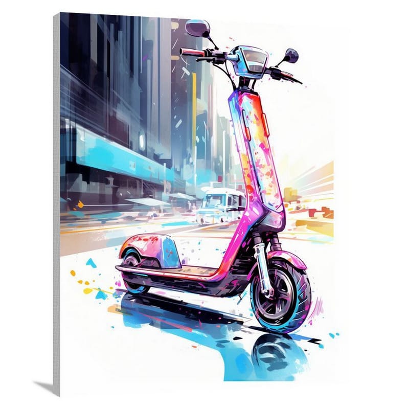 Scooter Symphony - Watercolor 2 - Canvas Print