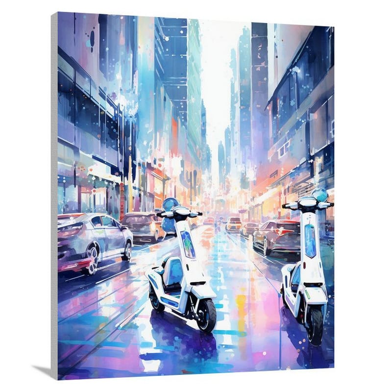 Scooter Symphony - Watercolor - Canvas Print