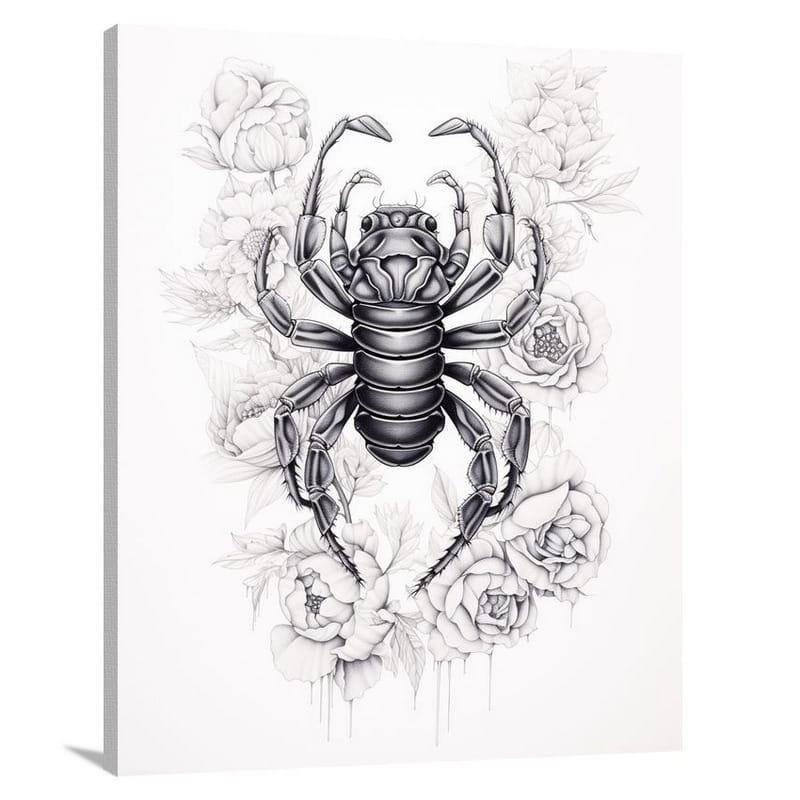 Scorpion's Blooming Menace - Canvas Print
