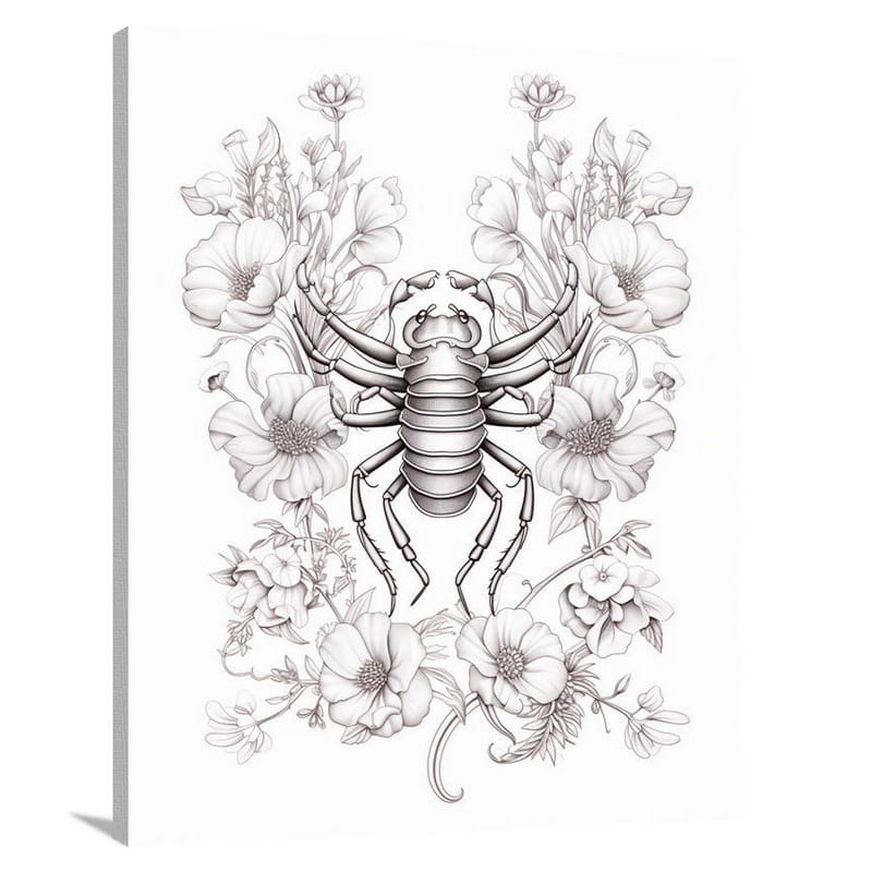 Scorpion's Floral Enigma - Canvas Print