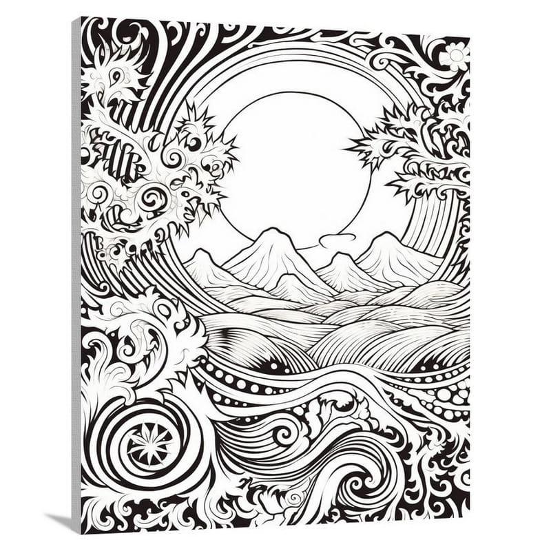Scrolling Serenity - Black And White - Canvas Print