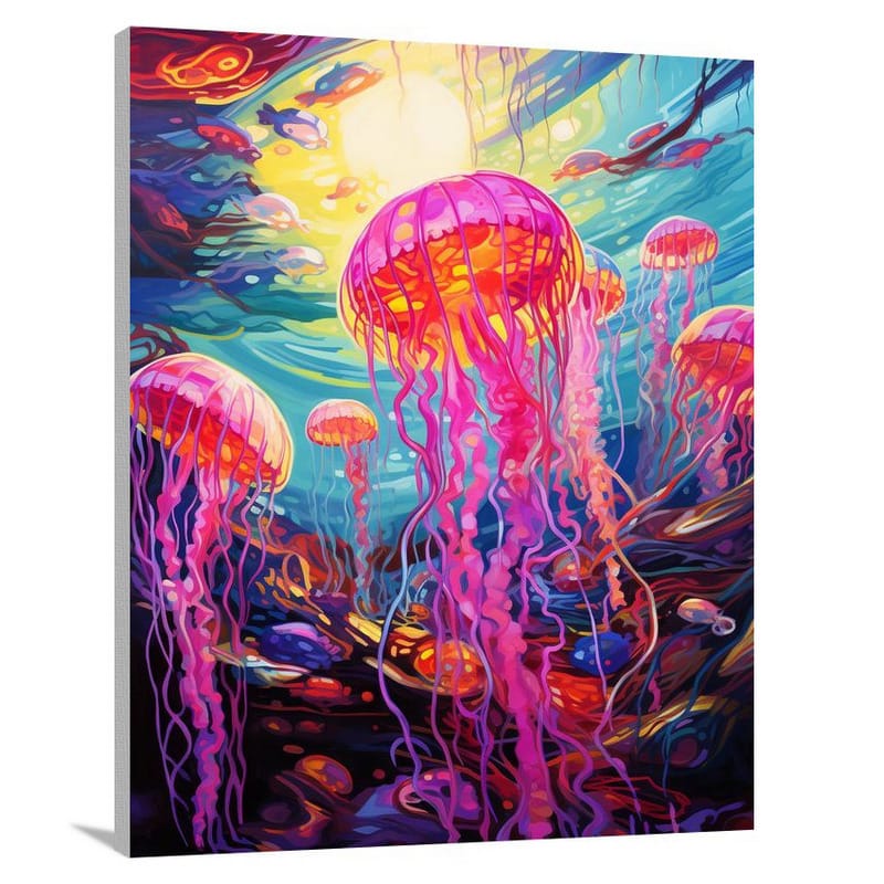 Sea Life, Sea Life: Jellyfish Symphony - Pop Art - Canvas Print