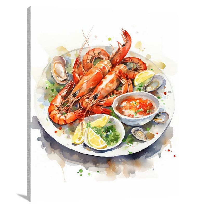 Seafood Symphony - Watercolor - Canvas Print