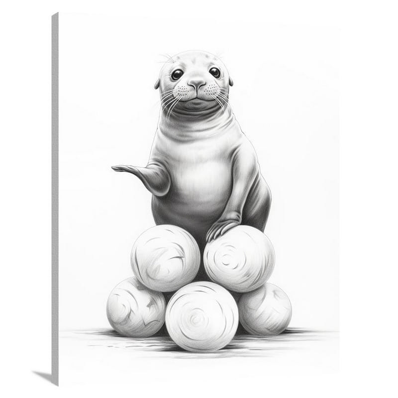 Seal's Playful Balance - Canvas Print