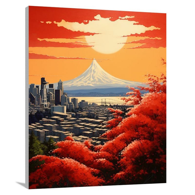 Seattle's Shadow: Majestic Mount Rainier - Canvas Print