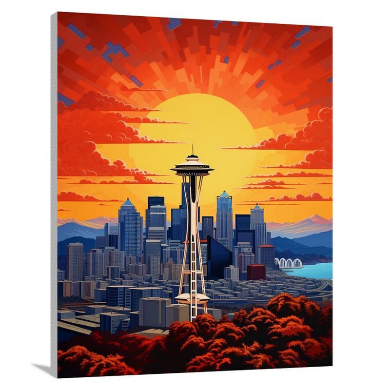 Seattle Sunset: Majestic Reflections - Canvas Print