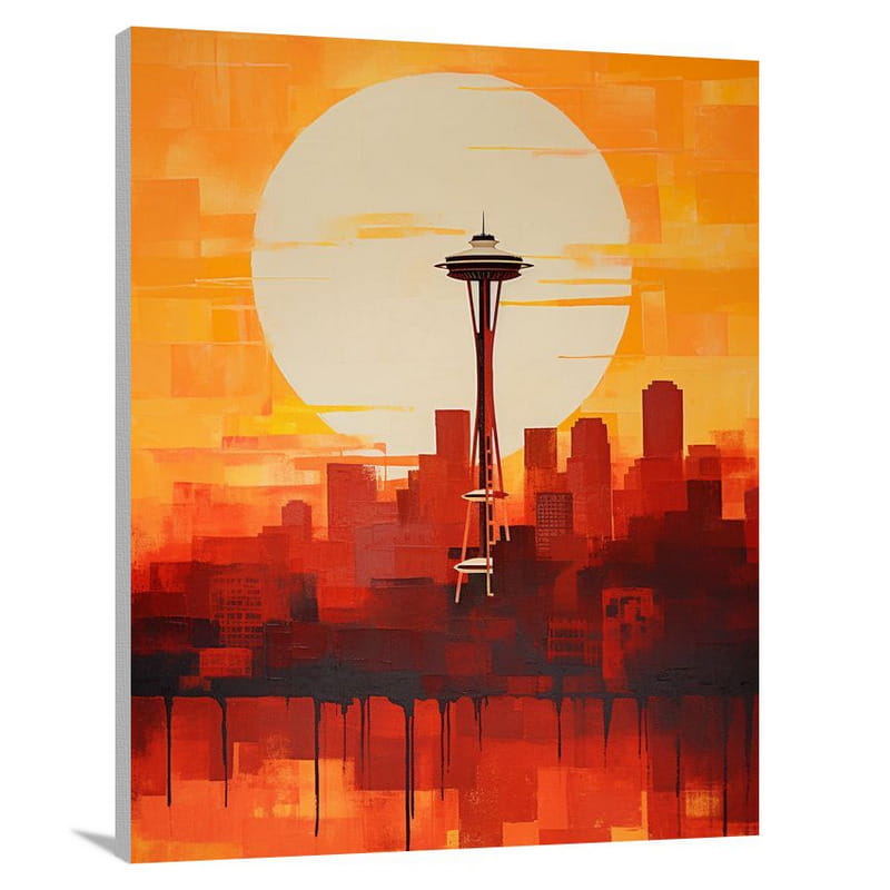 Seattle Sunset - Minimalist 2 - Canvas Print