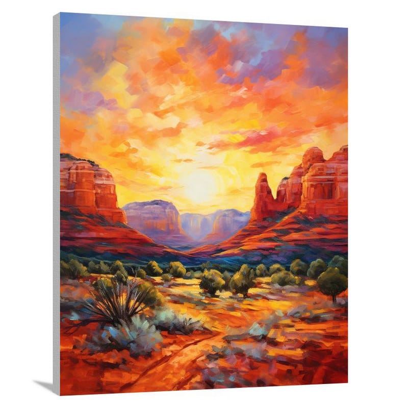 Sedona's Fiery Embrace - Impressionist - Canvas Print