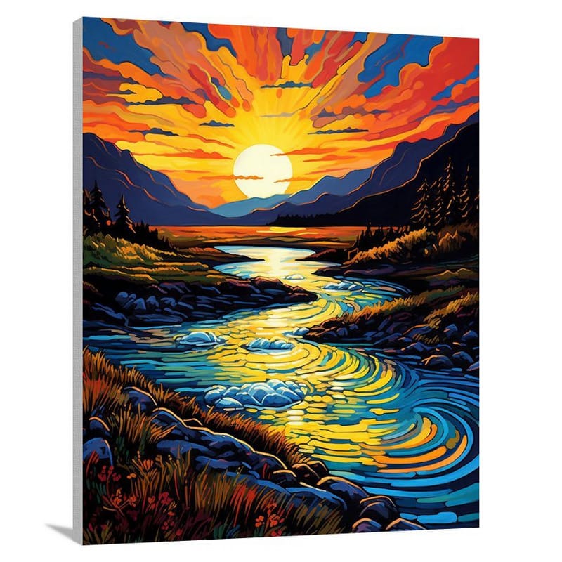 Serene Midnight Sun - Pop Art - Canvas Print