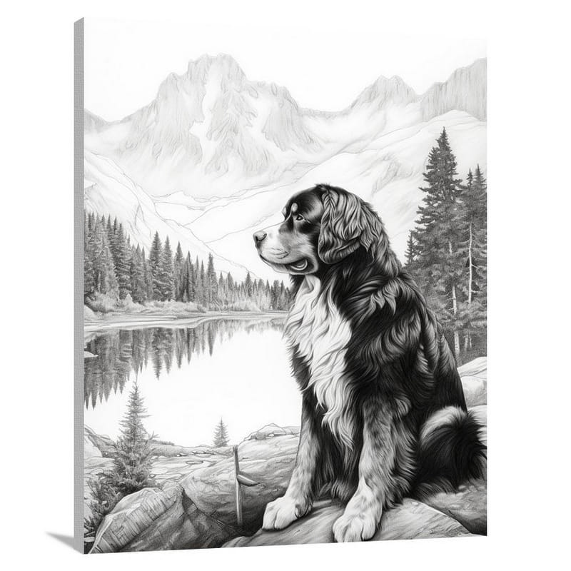 Serene Reflections: Bernese Mountain Dog - Canvas Print