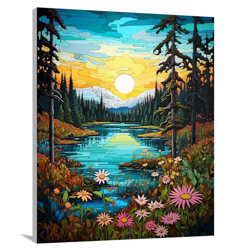 Serene Reflections: Lake's Natural Symphony - Canvas Print