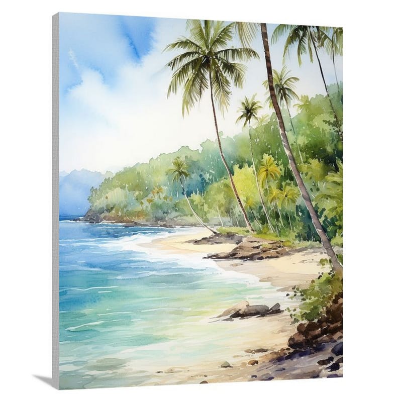 Serene Shores of Saint Lucia - Watercolor - Canvas Print