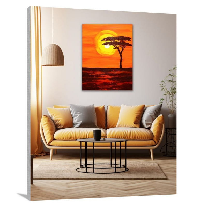Serengeti Sunset - Minimalist - Canvas Print