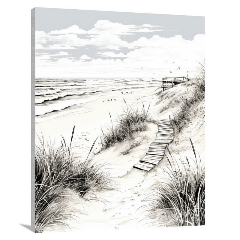Serenity by the Carolina Shore - Black And White - Canvas Print