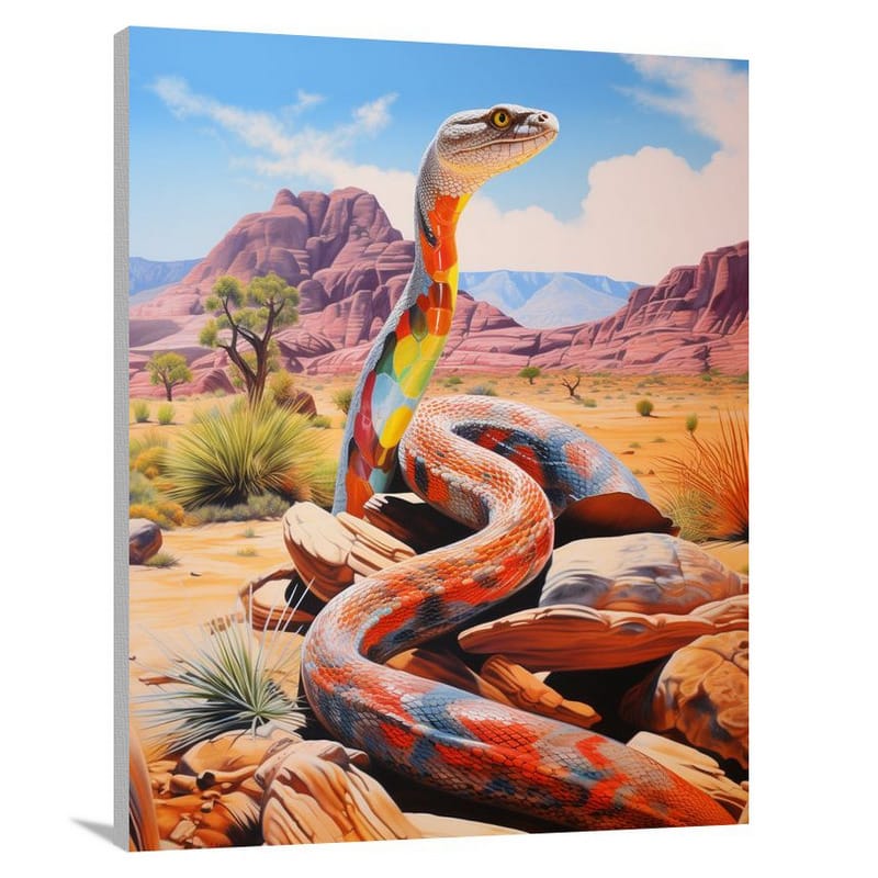 Serpentine Symphony: Snake's Vibrant Oasis - Canvas Print