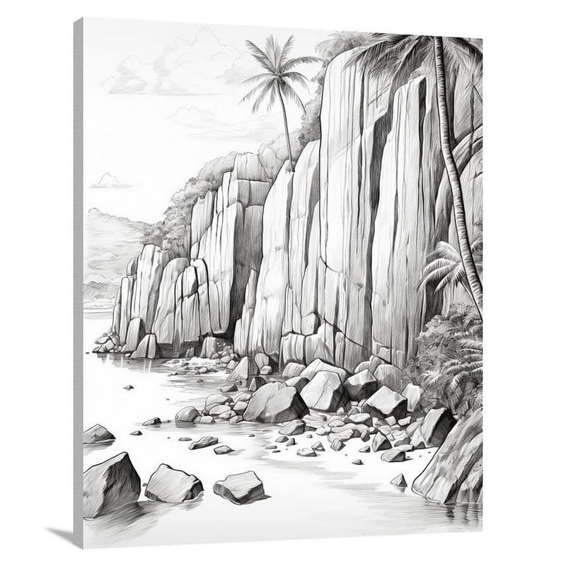 Seychelles' Guardian - Black And White - Canvas Print