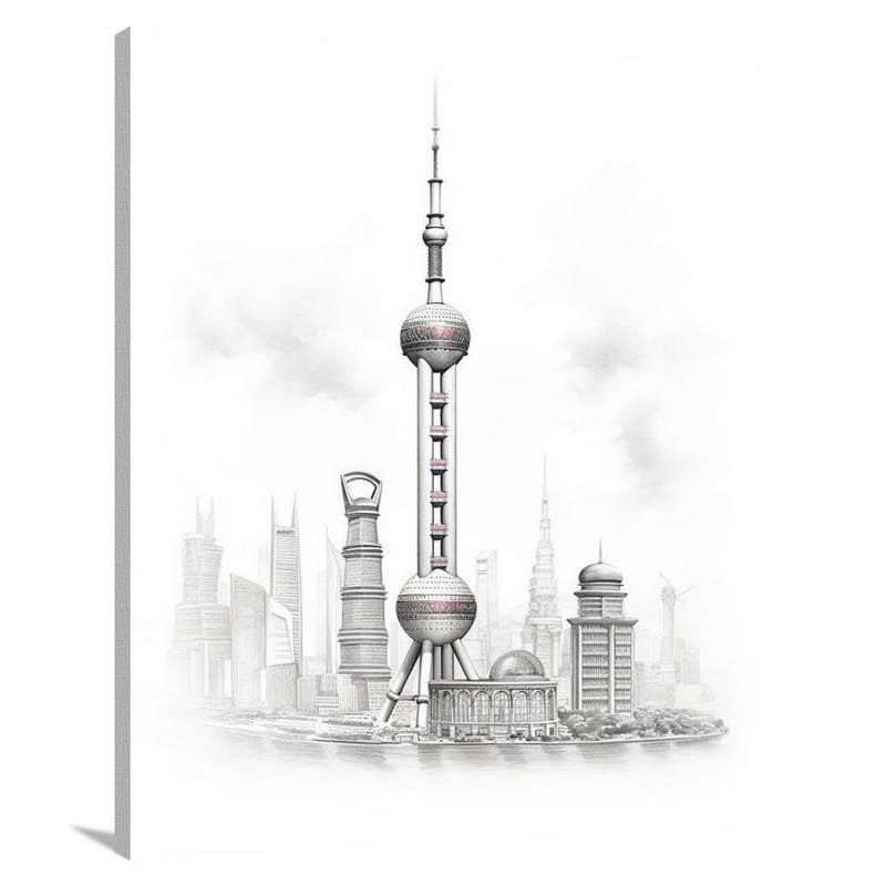 Shanghai's Misty Icon - Canvas Print
