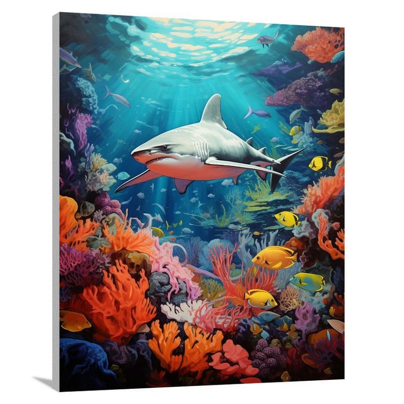 Shark's Vibrant Dance - Contemporary Art - Canvas Print