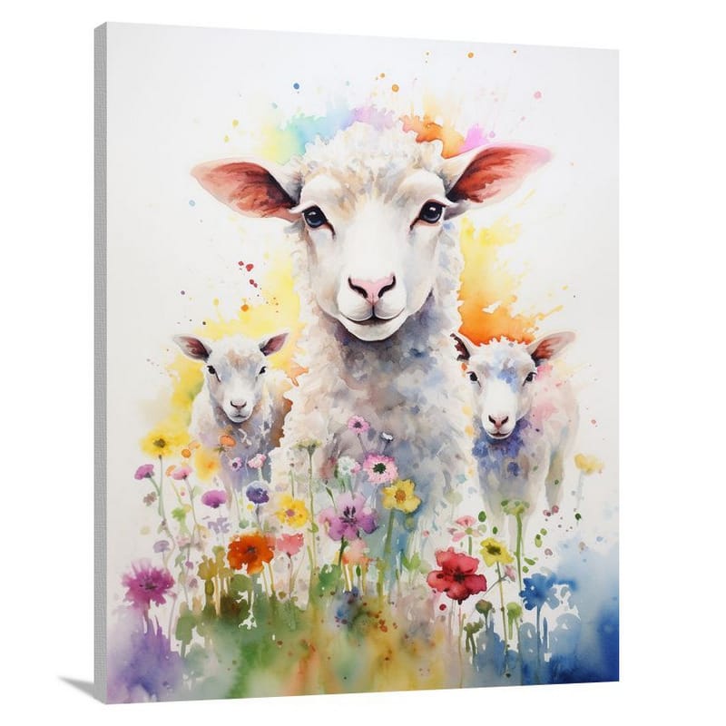 Sheep's Joyful Liberation - Watercolor - Canvas Print