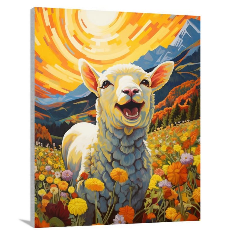 Sheep's Joyful Meadow - Canvas Print