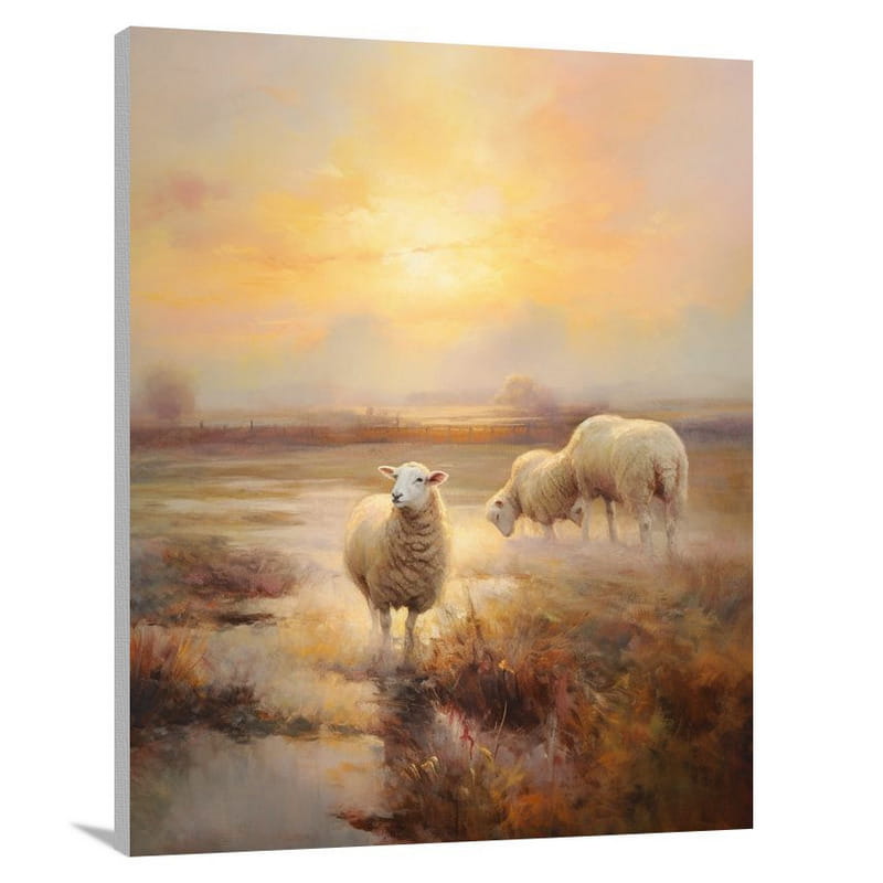 Sheep's Serenity - Impressionist - Canvas Print