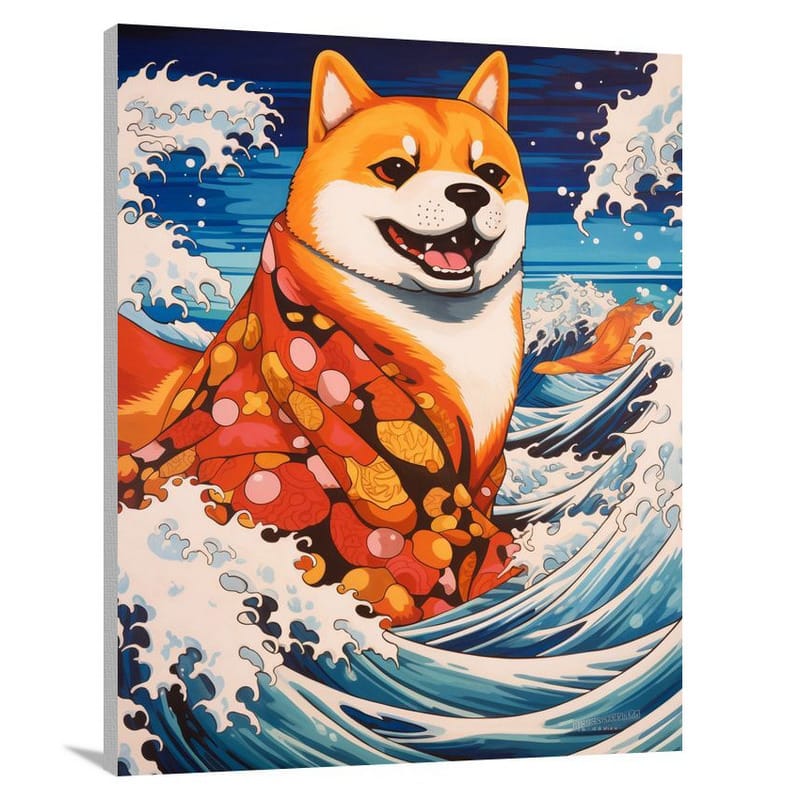 Shiba Inu: Brave Waves - Canvas Print