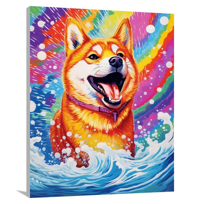 Shiba Inu: Courageous Waves - Canvas Print