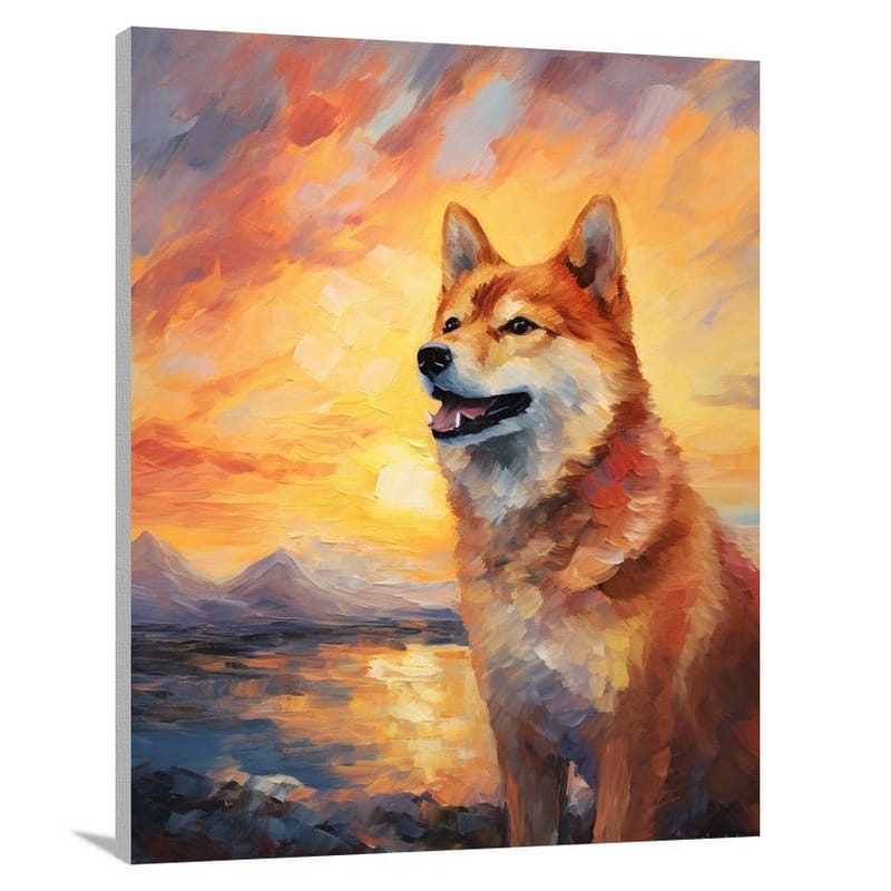 Shiba Inu's Serene Sunset - Canvas Print