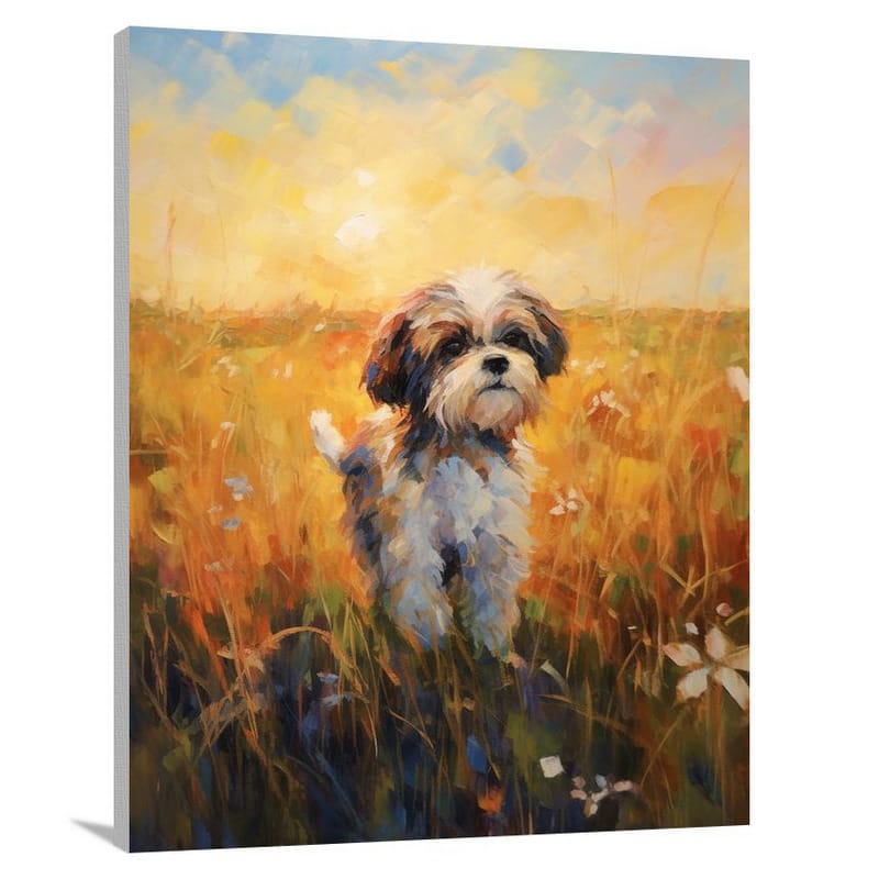 Shih Tzu's Serene Meadow - Canvas Print