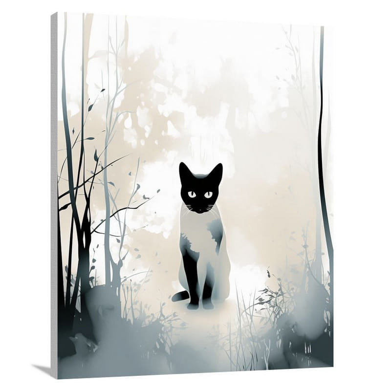 Siamese Cat - Black and White - Canvas Print