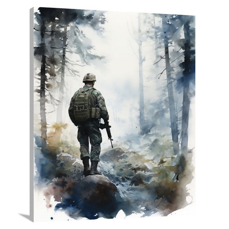 Silent Guardian, Soldier's Path - Watercolor - Canvas Print