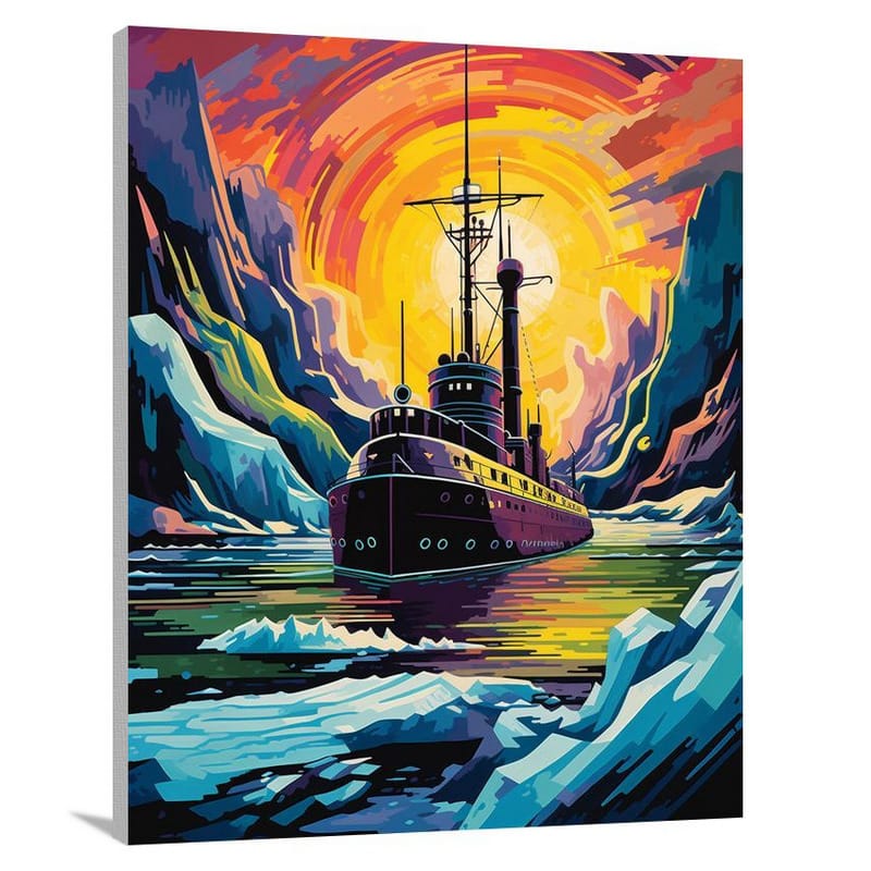 Silent Guardian: Submarine in Arctic - Canvas Print