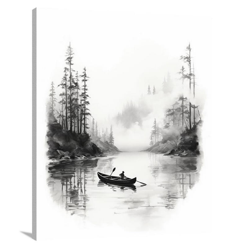 Silent Journey: Canoe's Passage - Canvas Print