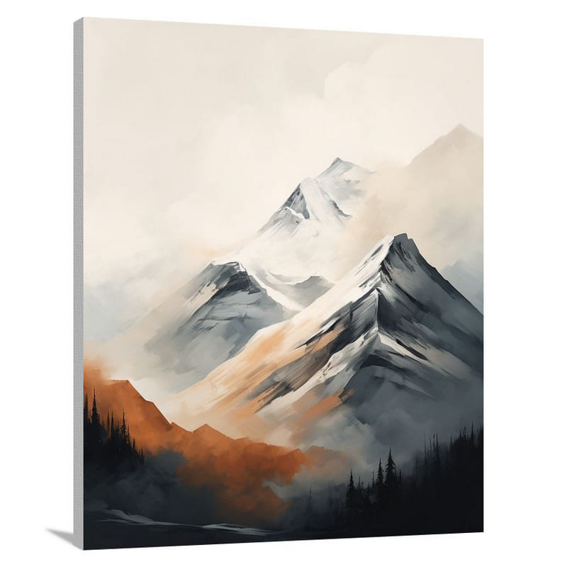 Silent Majesty: Rocky Mountain Serenity - Minimalist - Canvas Print