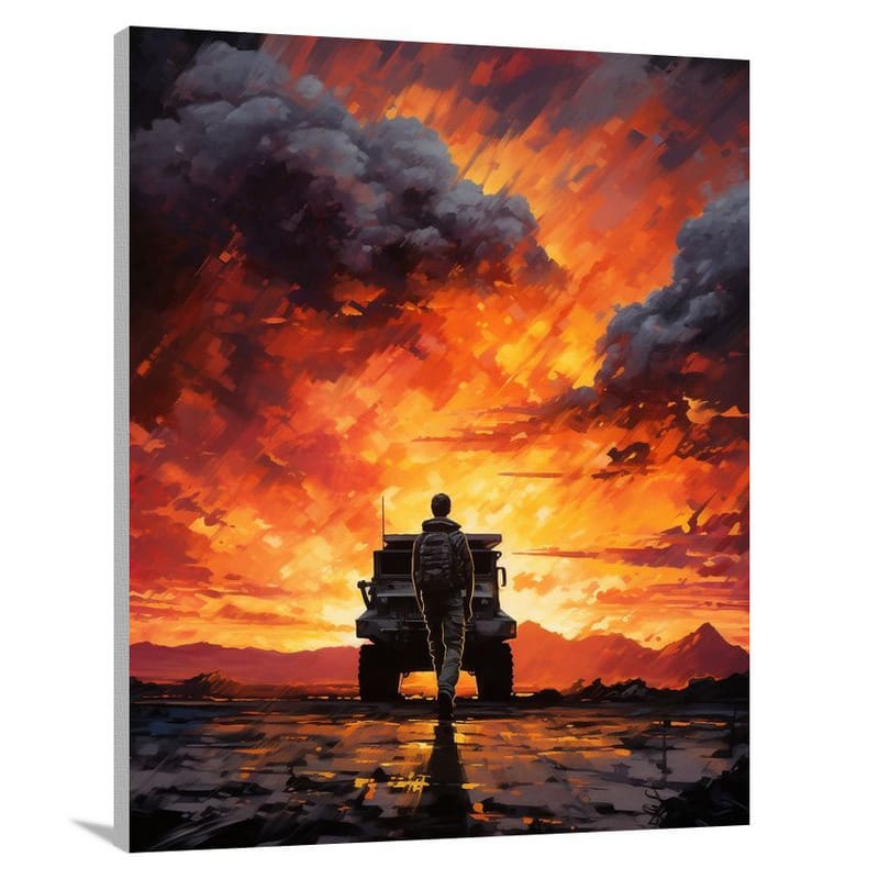 Silent Sentinel: Military Vehicle - Contemporary Art - Canvas Print