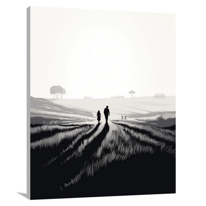 Silhouette Serenity - Black And White - Canvas Print