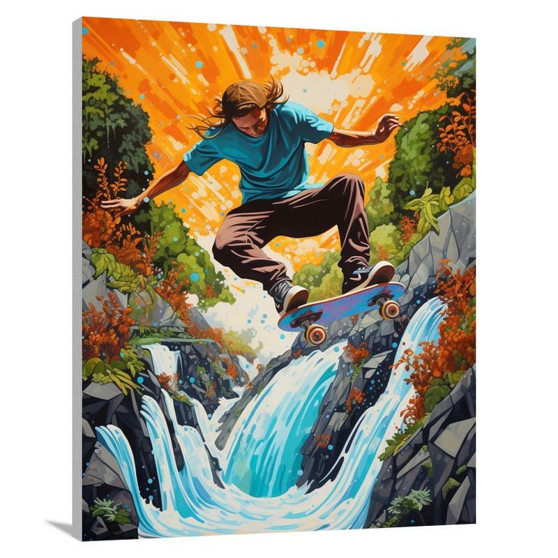 Skateboarding Cascade. - Pop Art - Canvas Print