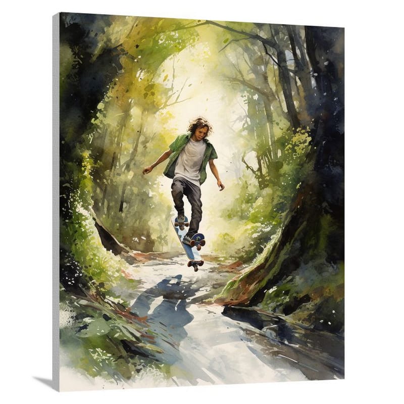 Skateboarding in the Enchanted Woods - Canvas Print