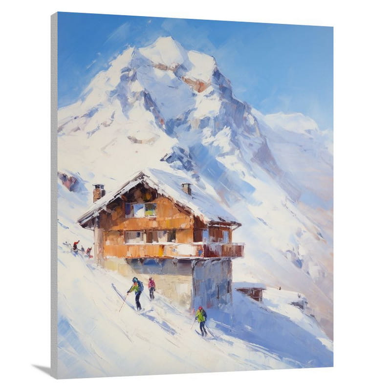 Ski Chalet Serenity - Impressionist - Canvas Print
